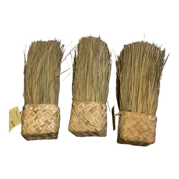 Set of 3 wicker and natural grass decor - Picture 2 of 3